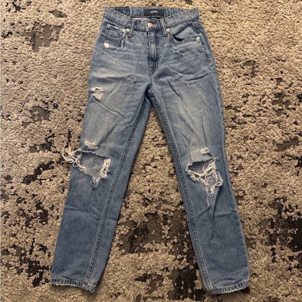 Aero Distressed High-Rise Mom jeans Size 0